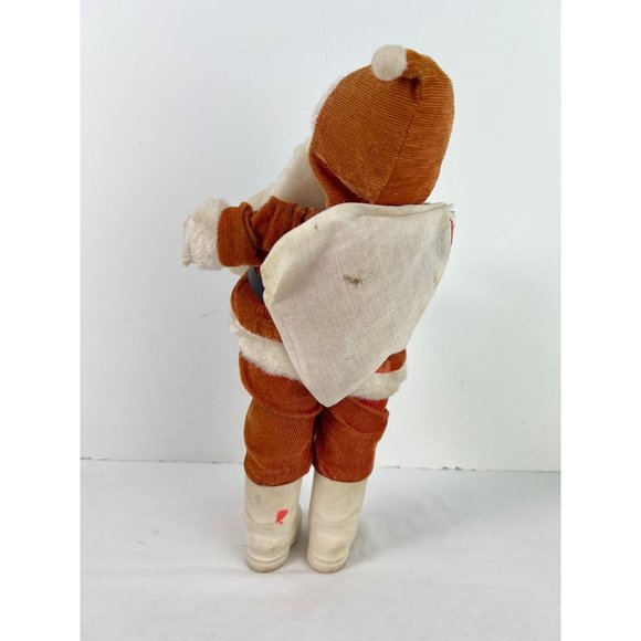 VTG Santa Claus Red Suit White Boots Japan 13” Tall Rubber Face Sawdust Belly - Picture 5 of 7